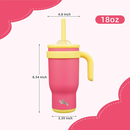30 oz Tumbler with Handle and Straw, Insulated Travel Mug | Lime; BPA-free, spill-resistant tumbler with 2 straws and 2-in-1 lid for coffee, office, travel & daily use