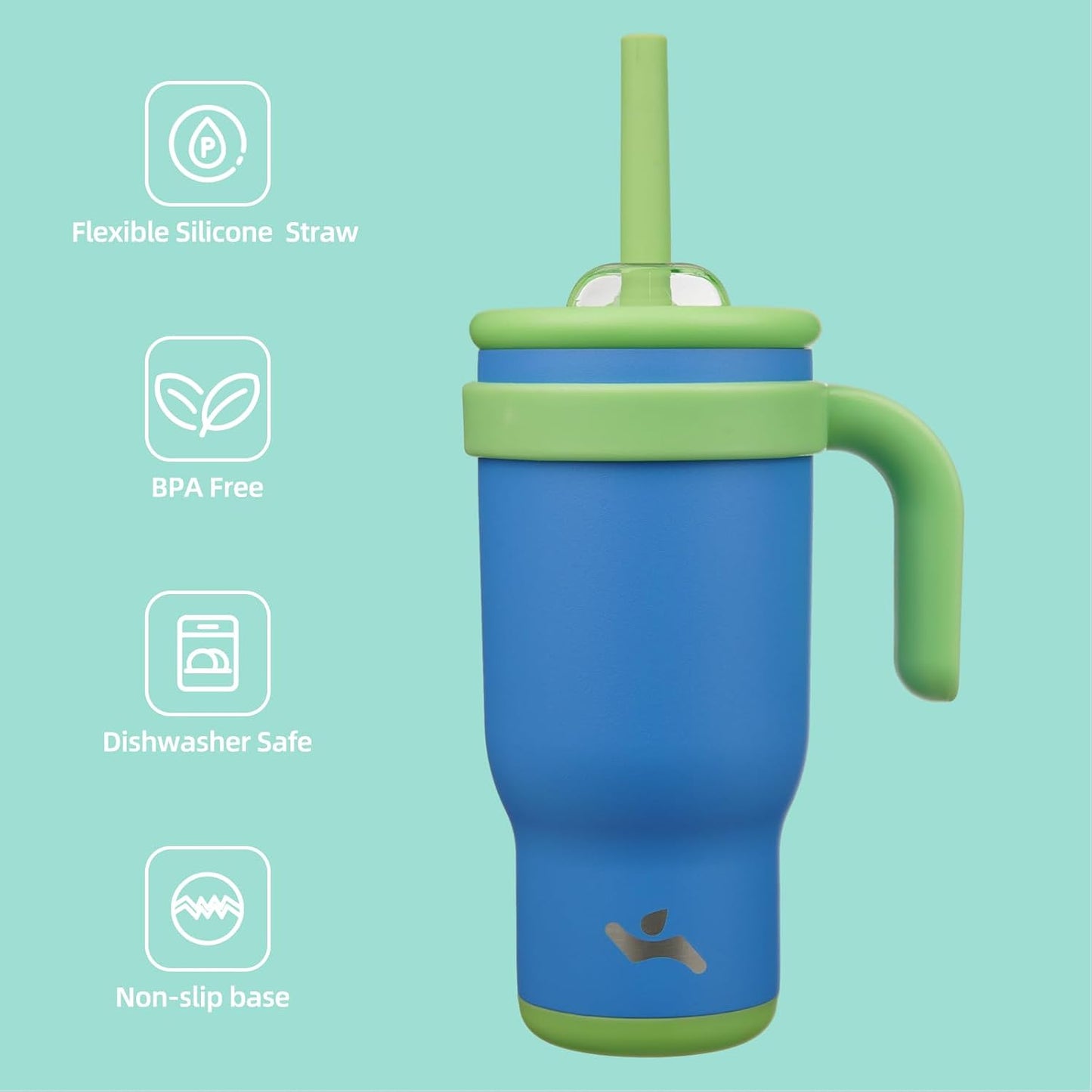 30 oz Tumbler with Handle and Straw, Insulated Travel Mug | Lime; BPA-free, spill-resistant tumbler with 2 straws and 2-in-1 lid for coffee, office, travel & daily use