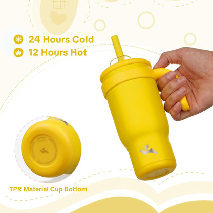 30 oz Tumbler with Handle and Straw, Insulated Travel Mug | Lime; BPA-free, spill-resistant tumbler with 2 straws and 2-in-1 lid for coffee, office, travel & daily use