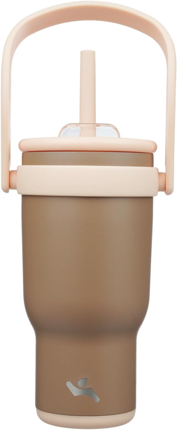 30 oz Tumbler with Handle and Straw, Insulated Travel Mug | Lime; BPA-free, spill-resistant tumbler with 2 straws and 2-in-1 lid for coffee, office, travel & daily use