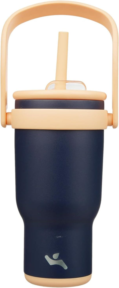 30 oz Tumbler with Handle and Straw, Insulated Travel Mug | Lime; BPA-free, spill-resistant tumbler with 2 straws and 2-in-1 lid for coffee, office, travel & daily use