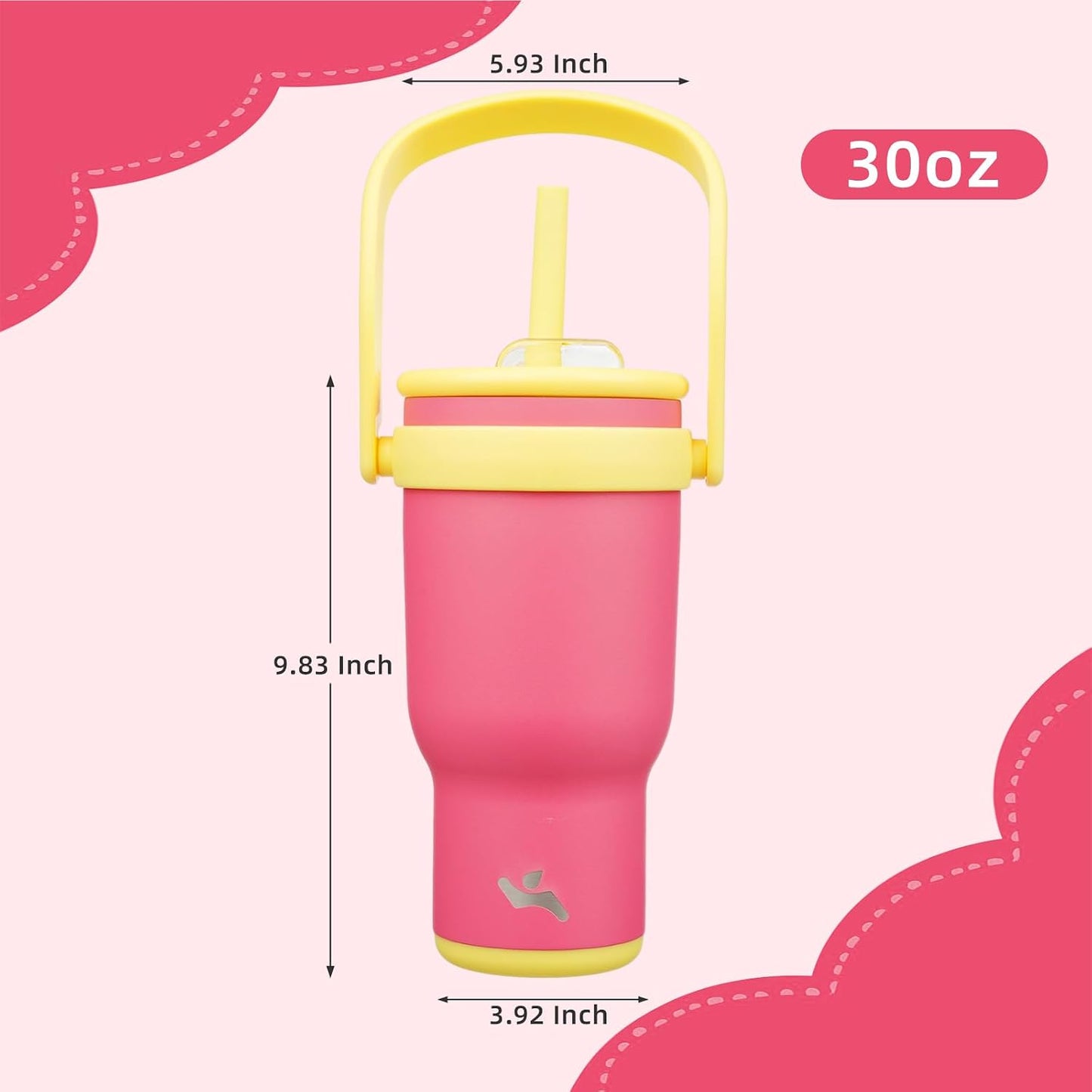 30 oz Tumbler with Handle and Straw, Insulated Travel Mug | Lime; BPA-free, spill-resistant tumbler with 2 straws and 2-in-1 lid for coffee, office, travel & daily use
