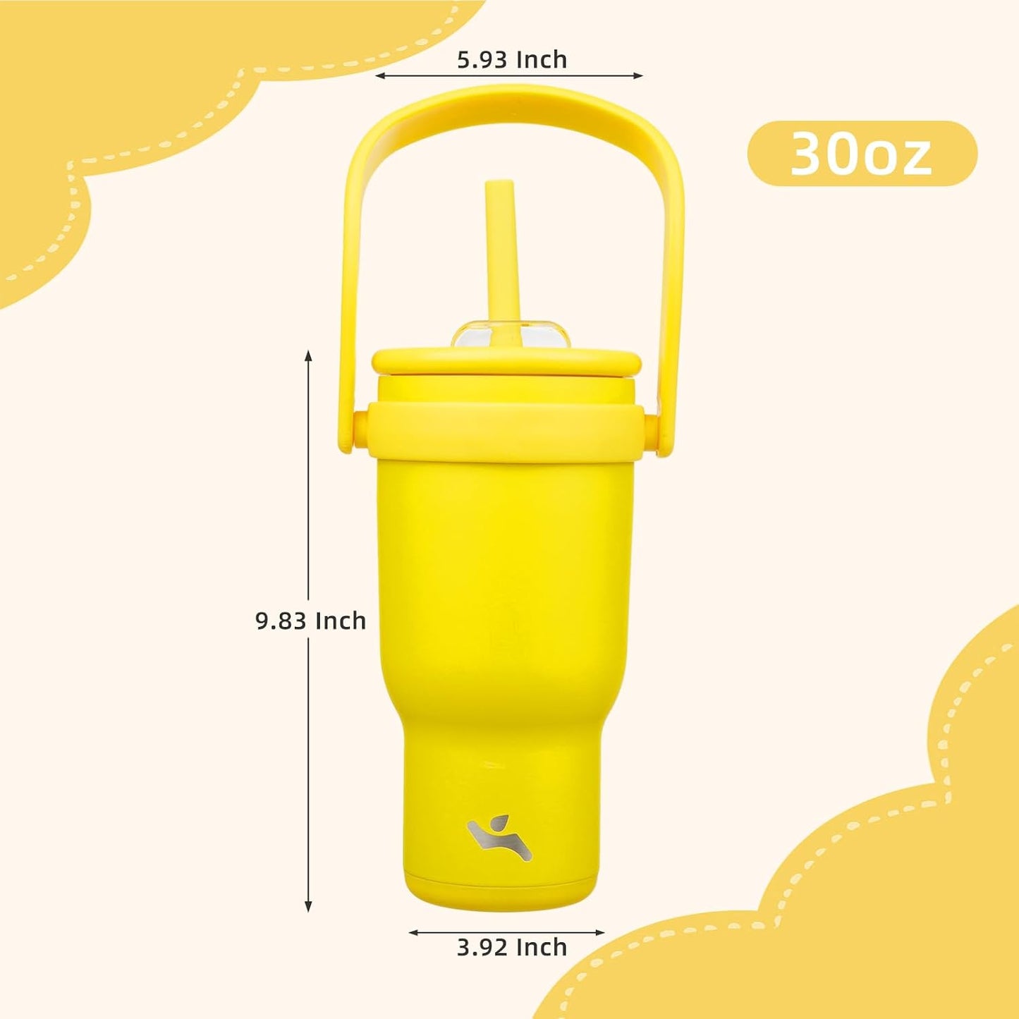 30 oz Tumbler with Handle and Straw, Insulated Travel Mug | Lime; BPA-free, spill-resistant tumbler with 2 straws and 2-in-1 lid for coffee, office, travel & daily use