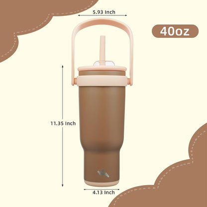 30 oz Tumbler with Handle and Straw, Insulated Travel Mug | Lime; BPA-free, spill-resistant tumbler with 2 straws and 2-in-1 lid for coffee, office, travel & daily use