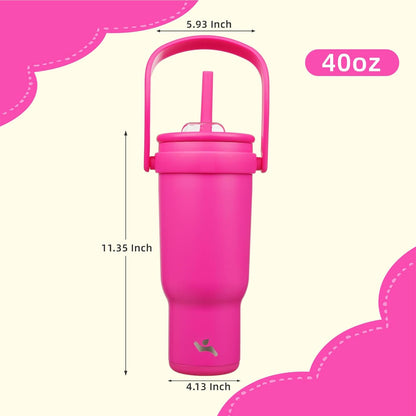 30 oz Tumbler with Handle and Straw, Insulated Travel Mug | Lime; BPA-free, spill-resistant tumbler with 2 straws and 2-in-1 lid for coffee, office, travel & daily use