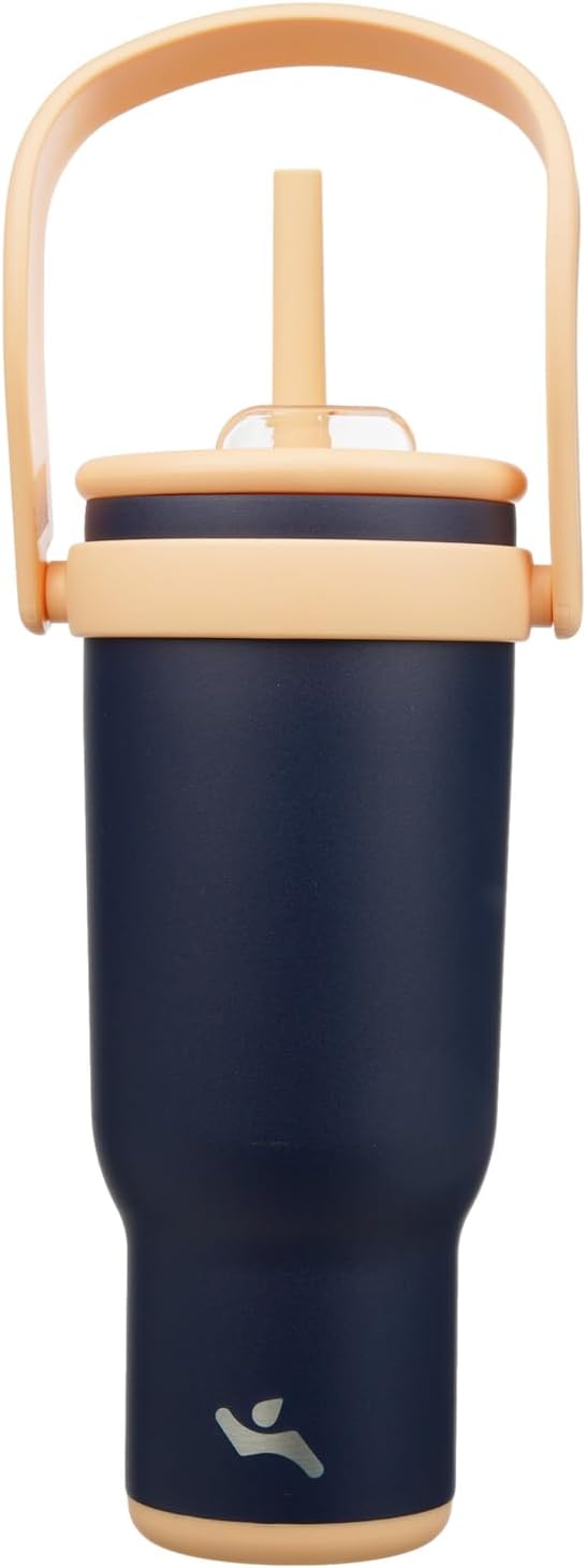 30 oz Tumbler with Handle and Straw, Insulated Travel Mug | Lime; BPA-free, spill-resistant tumbler with 2 straws and 2-in-1 lid for coffee, office, travel & daily use