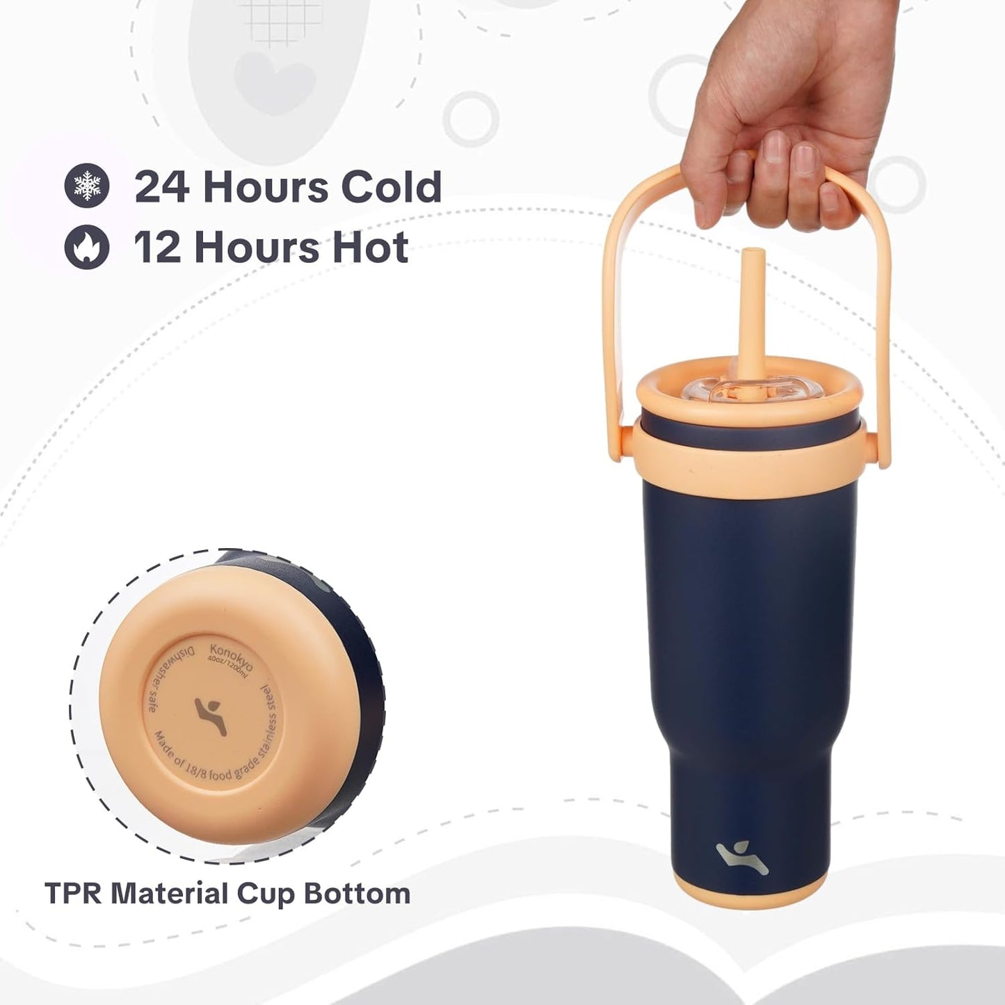 30 oz Tumbler with Handle and Straw, Insulated Travel Mug | Lime; BPA-free, spill-resistant tumbler with 2 straws and 2-in-1 lid for coffee, office, travel & daily use