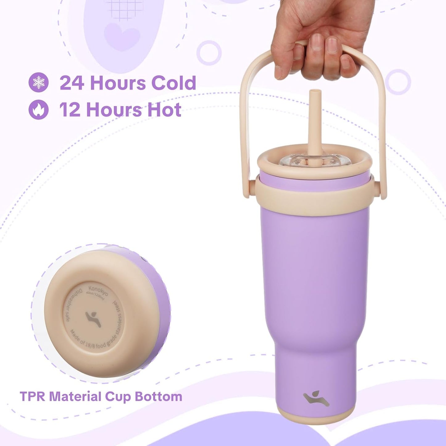30 oz Tumbler with Handle and Straw, Insulated Travel Mug | Lime; BPA-free, spill-resistant tumbler with 2 straws and 2-in-1 lid for coffee, office, travel & daily use