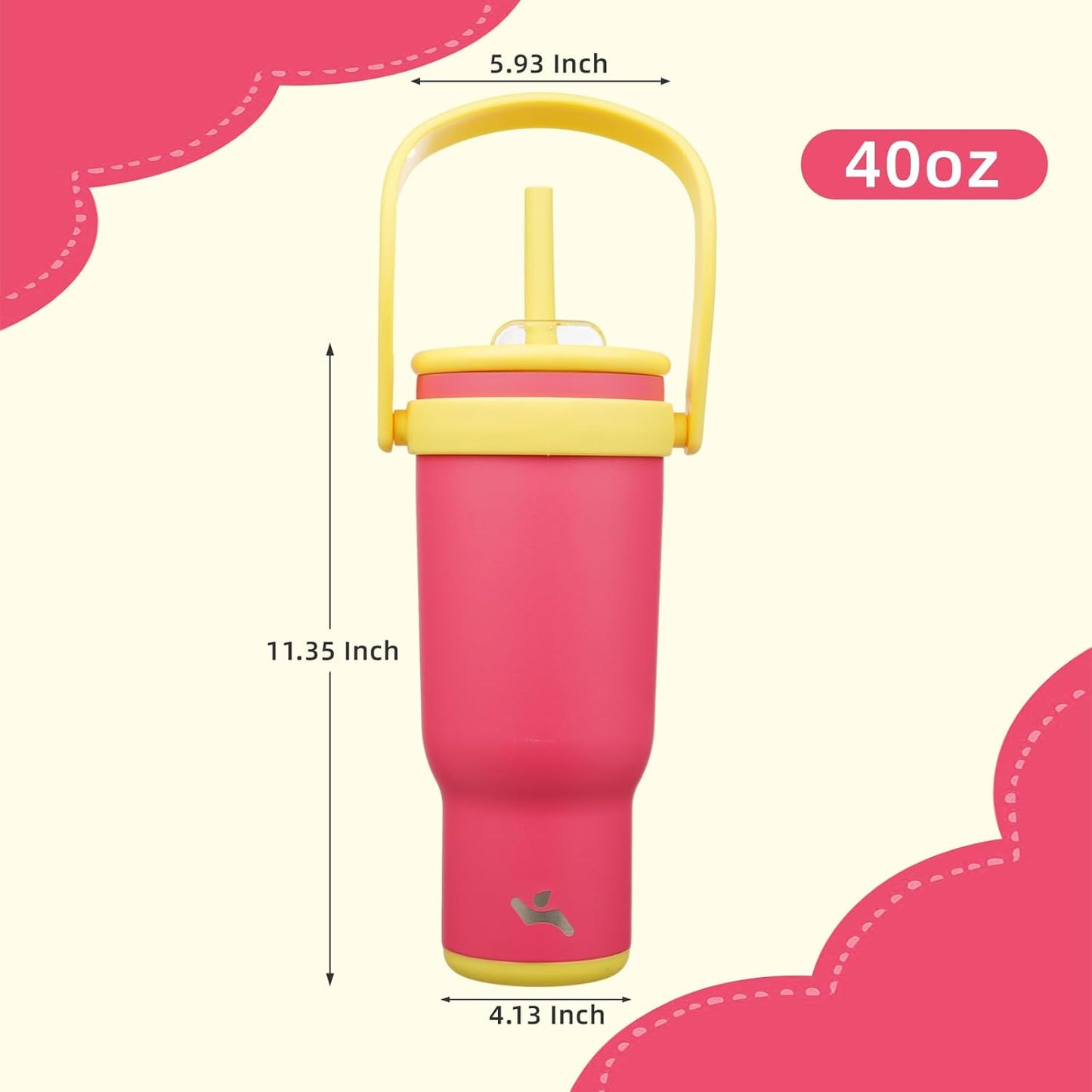 30 oz Tumbler with Handle and Straw, Insulated Travel Mug | Lime; BPA-free, spill-resistant tumbler with 2 straws and 2-in-1 lid for coffee, office, travel & daily use