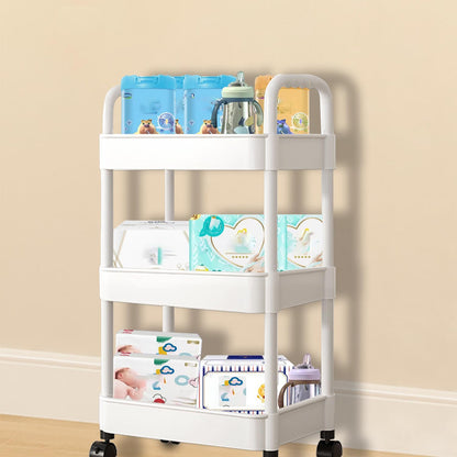 Baby Diaper Cart with Wheels and Handle 3 Tier Rolling Cart Diaper Organizer, Nursery Caddy Baby Organizer for Storage Baby Clothes, Wipes, Bibs, Changing Table Mats, White