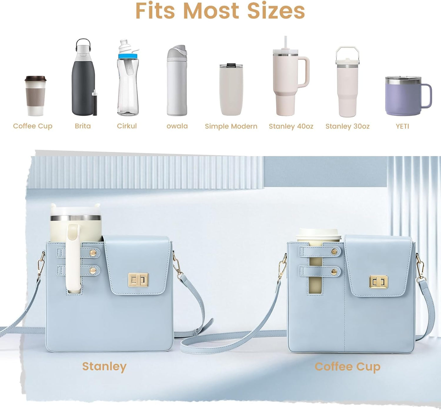 Outdoor Portable Crossbody Water Cup Purse Bag Water Bottle Carrier Bag with Phone Pocket Tumbler Carrier with Strap