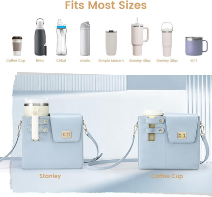 Outdoor Portable Crossbody Water Cup Purse Bag Water Bottle Carrier Bag with Phone Pocket Tumbler Carrier with Strap