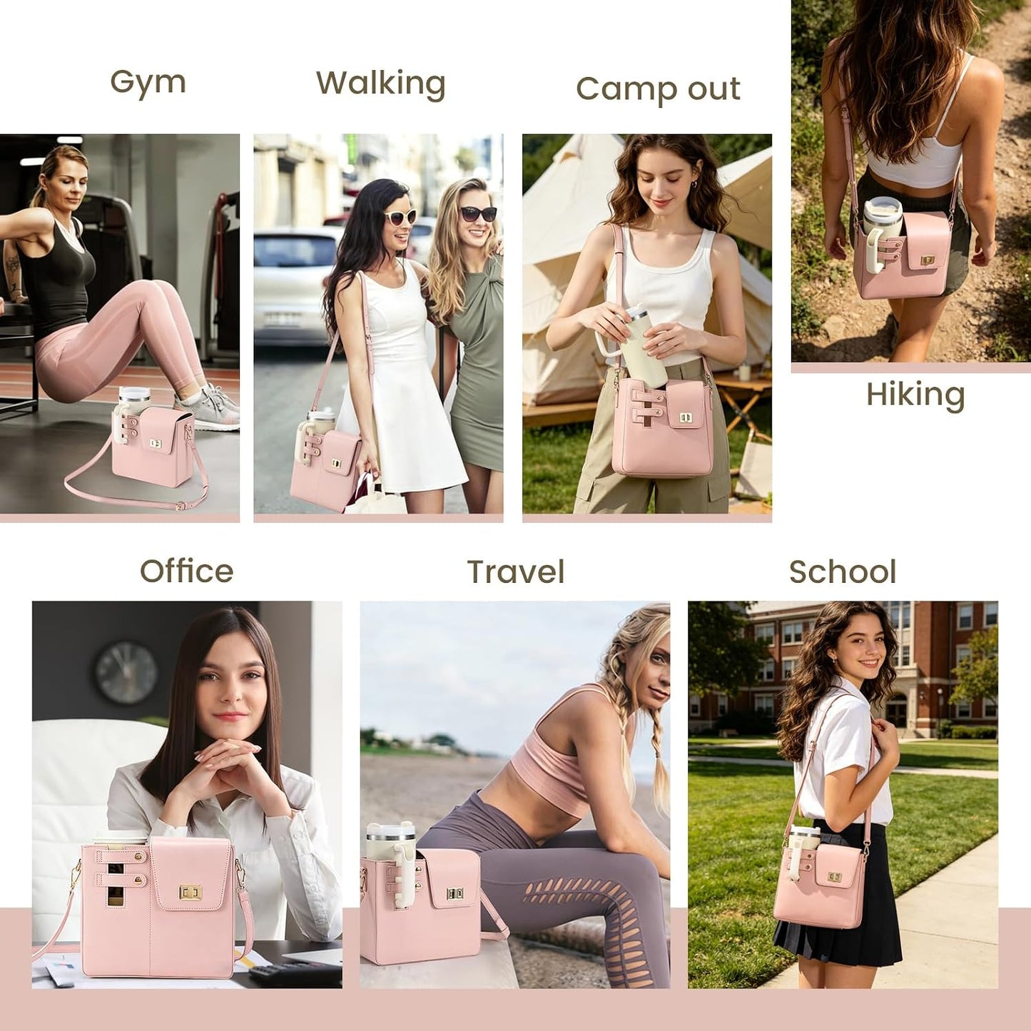 Outdoor Portable Crossbody Water Cup Purse Bag Water Bottle Carrier Bag with Phone Pocket Tumbler Carrier with Strap
