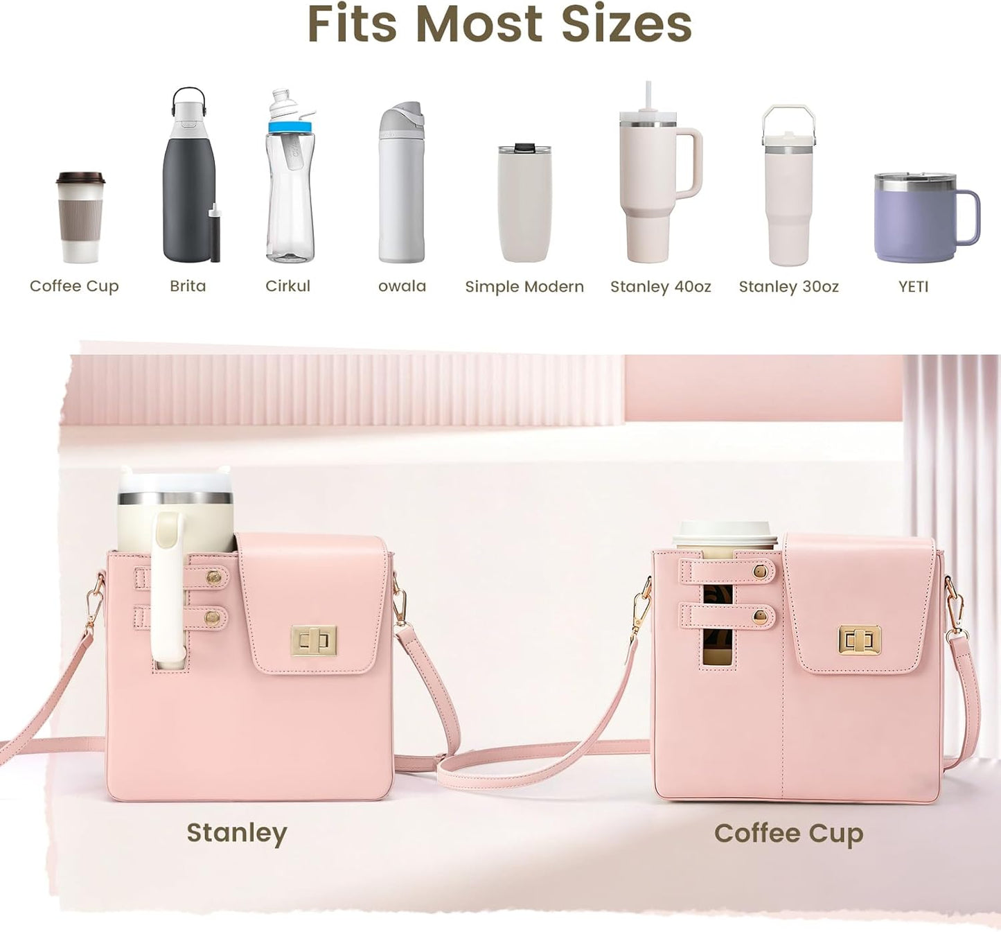 Outdoor Portable Crossbody Water Cup Purse Bag Water Bottle Carrier Bag with Phone Pocket Tumbler Carrier with Strap