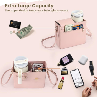 Outdoor Portable Crossbody Water Cup Purse Bag Water Bottle Carrier Bag with Phone Pocket Tumbler Carrier with Strap