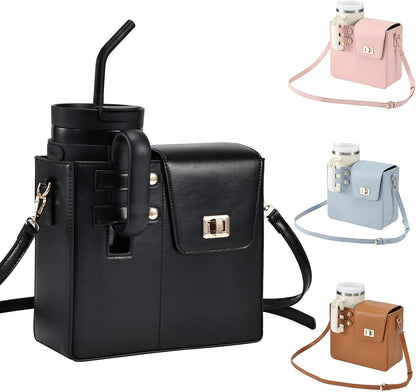 Outdoor Portable Crossbody Water Cup Purse Bag Water Bottle Carrier Bag with Phone Pocket Tumbler Carrier with Strap
