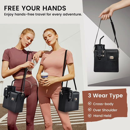 Outdoor Portable Crossbody Water Cup Purse Bag Water Bottle Carrier Bag with Phone Pocket Tumbler Carrier with Strap