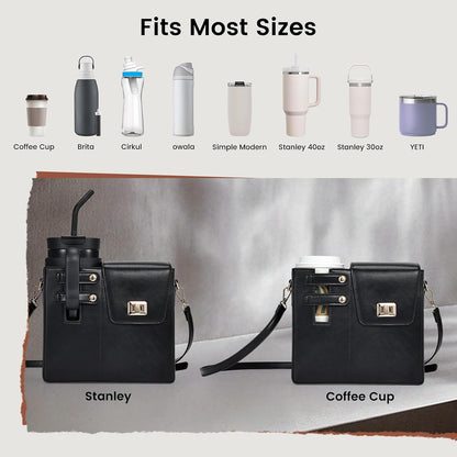 Outdoor Portable Crossbody Water Cup Purse Bag Water Bottle Carrier Bag with Phone Pocket Tumbler Carrier with Strap