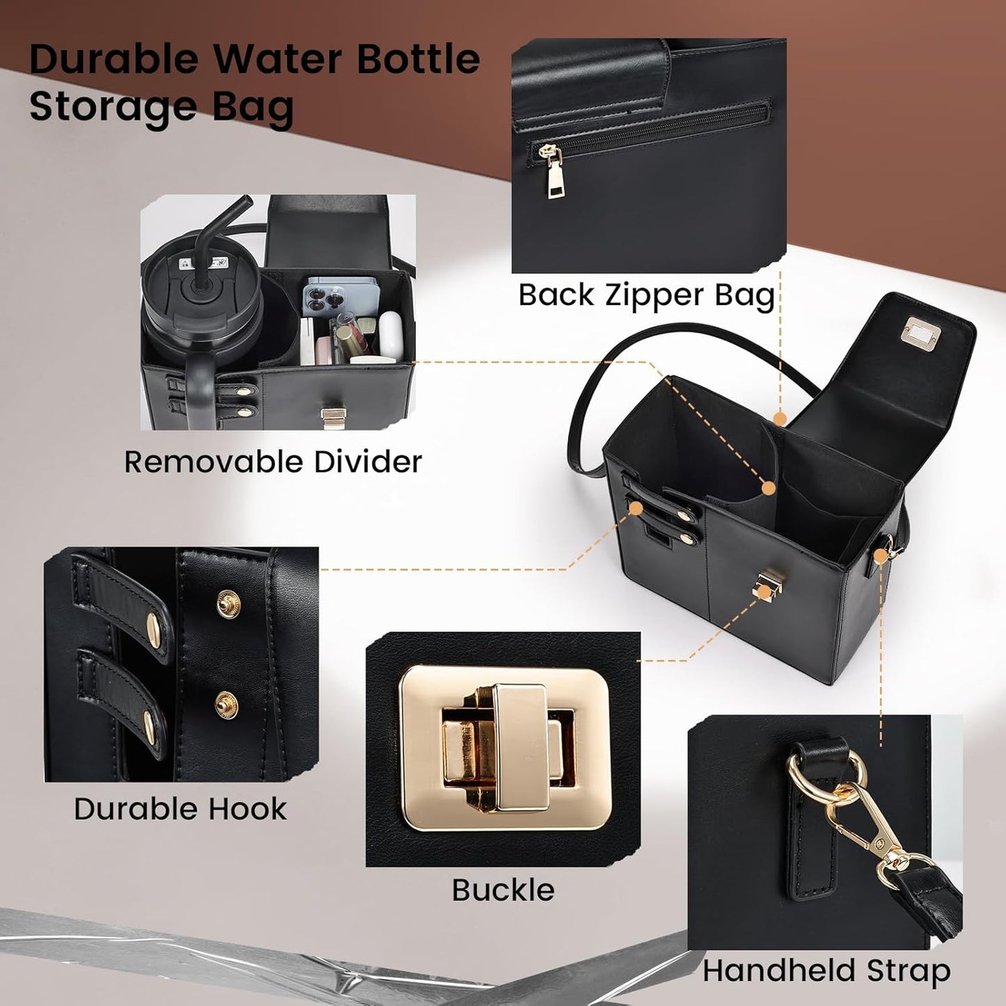 Outdoor Portable Crossbody Water Cup Purse Bag Water Bottle Carrier Bag with Phone Pocket Tumbler Carrier with Strap