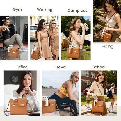Outdoor Portable Crossbody Water Cup Purse Bag Water Bottle Carrier Bag with Phone Pocket Tumbler Carrier with Strap