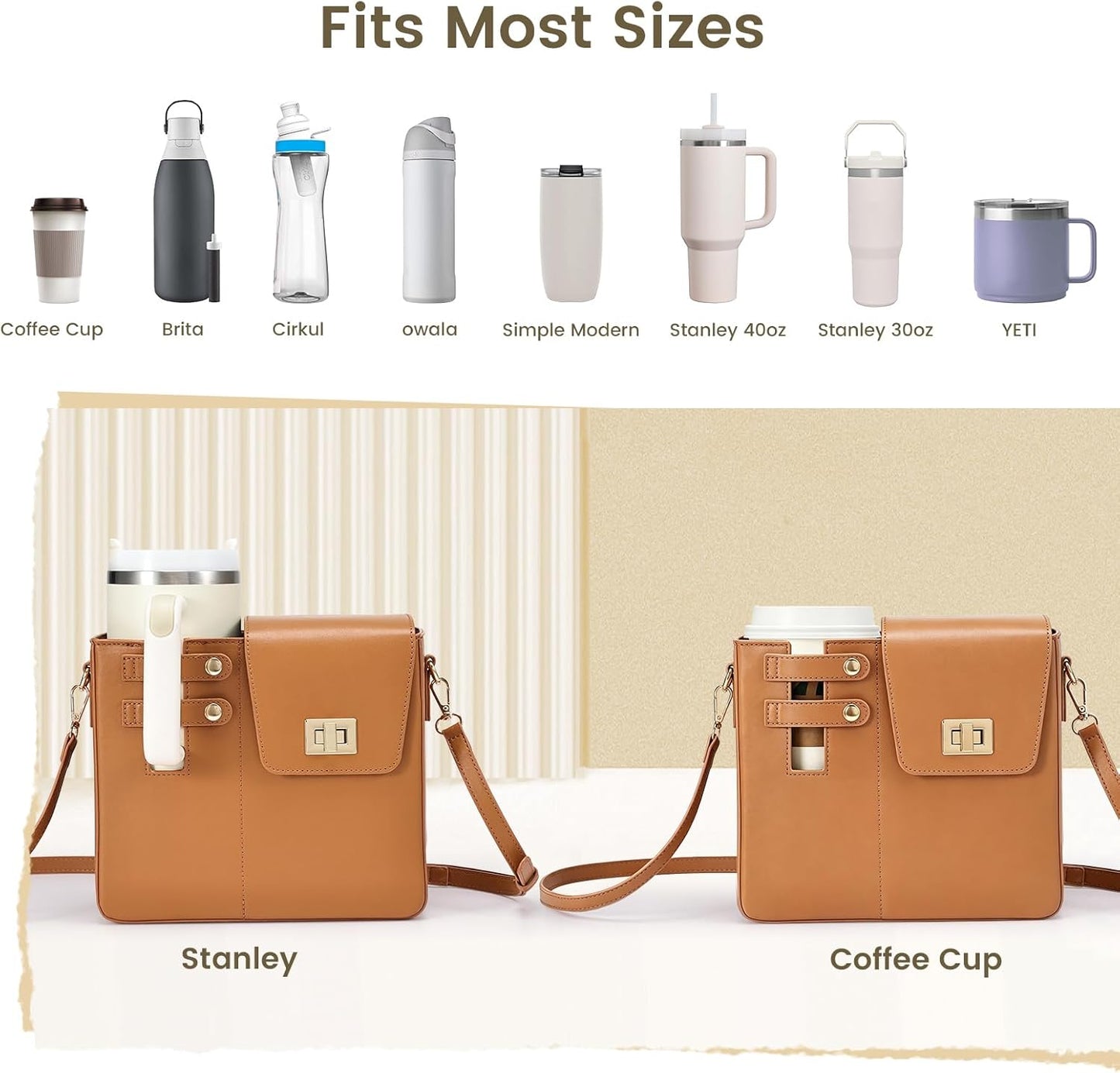 Outdoor Portable Crossbody Water Cup Purse Bag Water Bottle Carrier Bag with Phone Pocket Tumbler Carrier with Strap