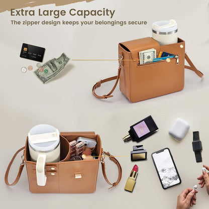 Outdoor Portable Crossbody Water Cup Purse Bag Water Bottle Carrier Bag with Phone Pocket Tumbler Carrier with Strap