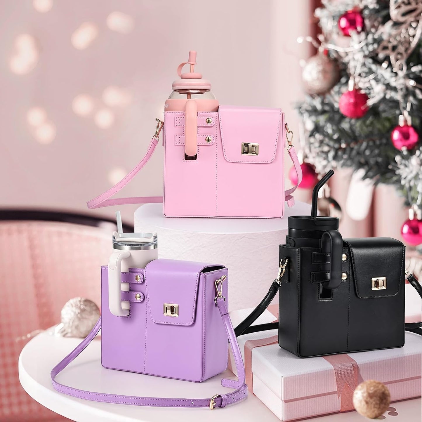 Outdoor Portable Crossbody Water Cup Purse Bag Water Bottle Carrier Bag with Phone Pocket Tumbler Carrier with Strap