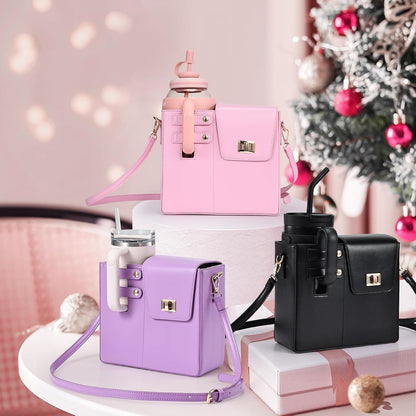 Outdoor Portable Crossbody Water Cup Purse Bag Water Bottle Carrier Bag with Phone Pocket Tumbler Carrier with Strap