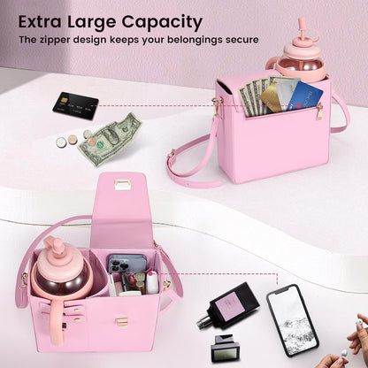 Outdoor Portable Crossbody Water Cup Purse Bag Water Bottle Carrier Bag with Phone Pocket Tumbler Carrier with Strap