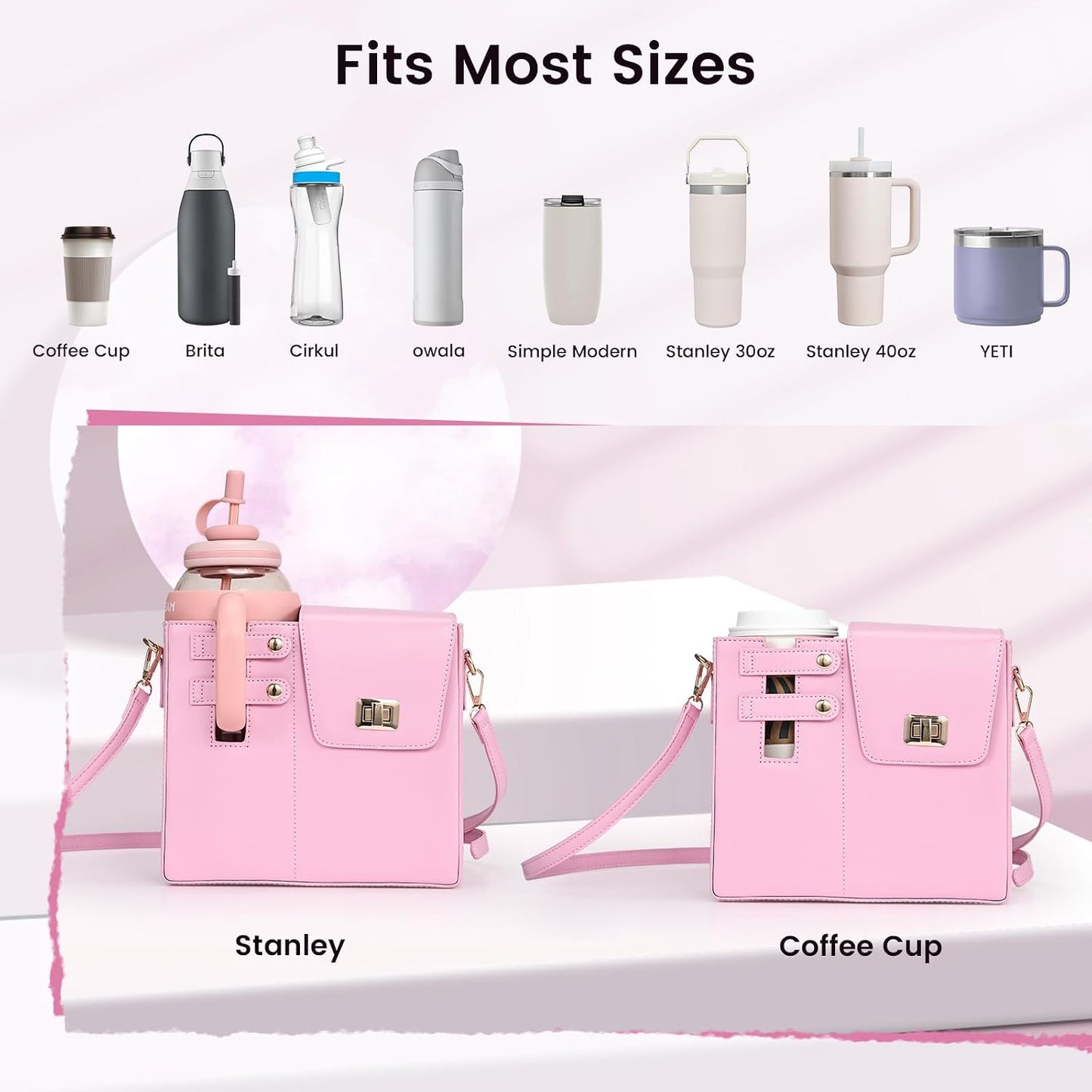 Outdoor Portable Crossbody Water Cup Purse Bag Water Bottle Carrier Bag with Phone Pocket Tumbler Carrier with Strap