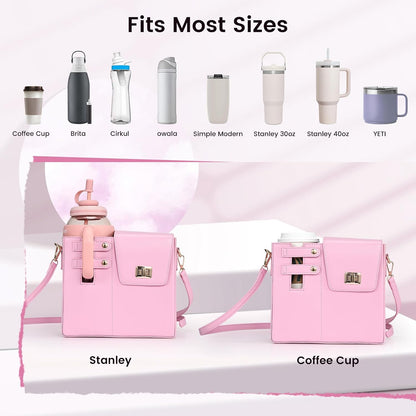 Outdoor Portable Crossbody Water Cup Purse Bag Water Bottle Carrier Bag with Phone Pocket Tumbler Carrier with Strap