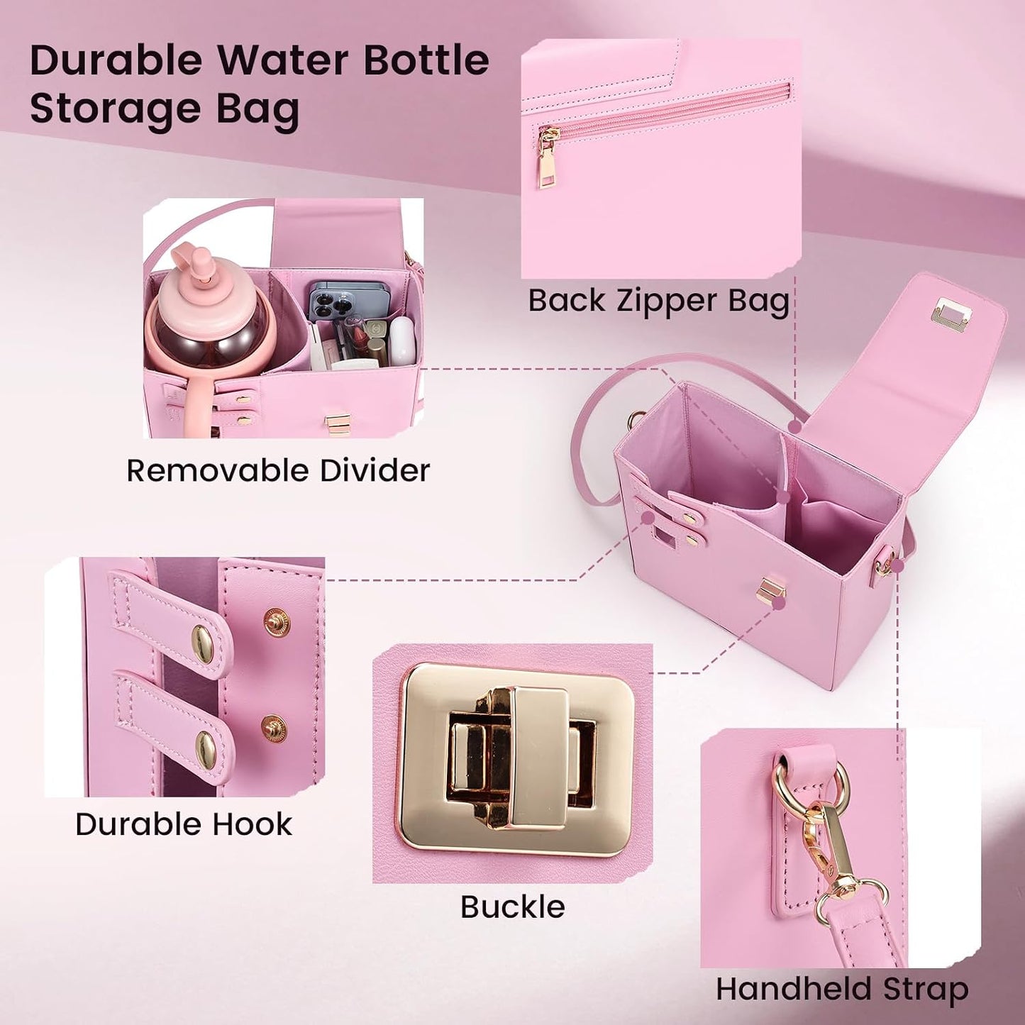 Outdoor Portable Crossbody Water Cup Purse Bag Water Bottle Carrier Bag with Phone Pocket Tumbler Carrier with Strap
