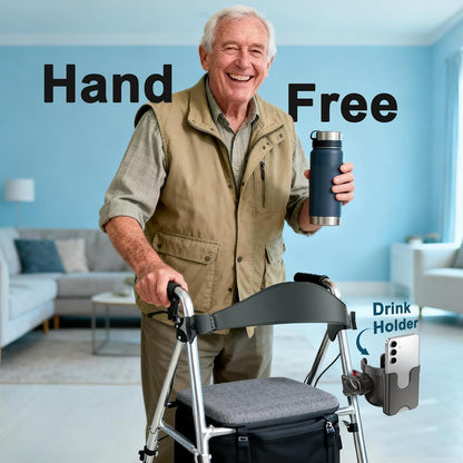 Cup Holder for Walker, Wheelchair Cup Holder with Phone Holder for Seniors