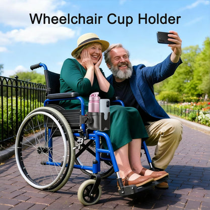 Cup Holder for Walker, Wheelchair Cup Holder with Phone Holder for Seniors