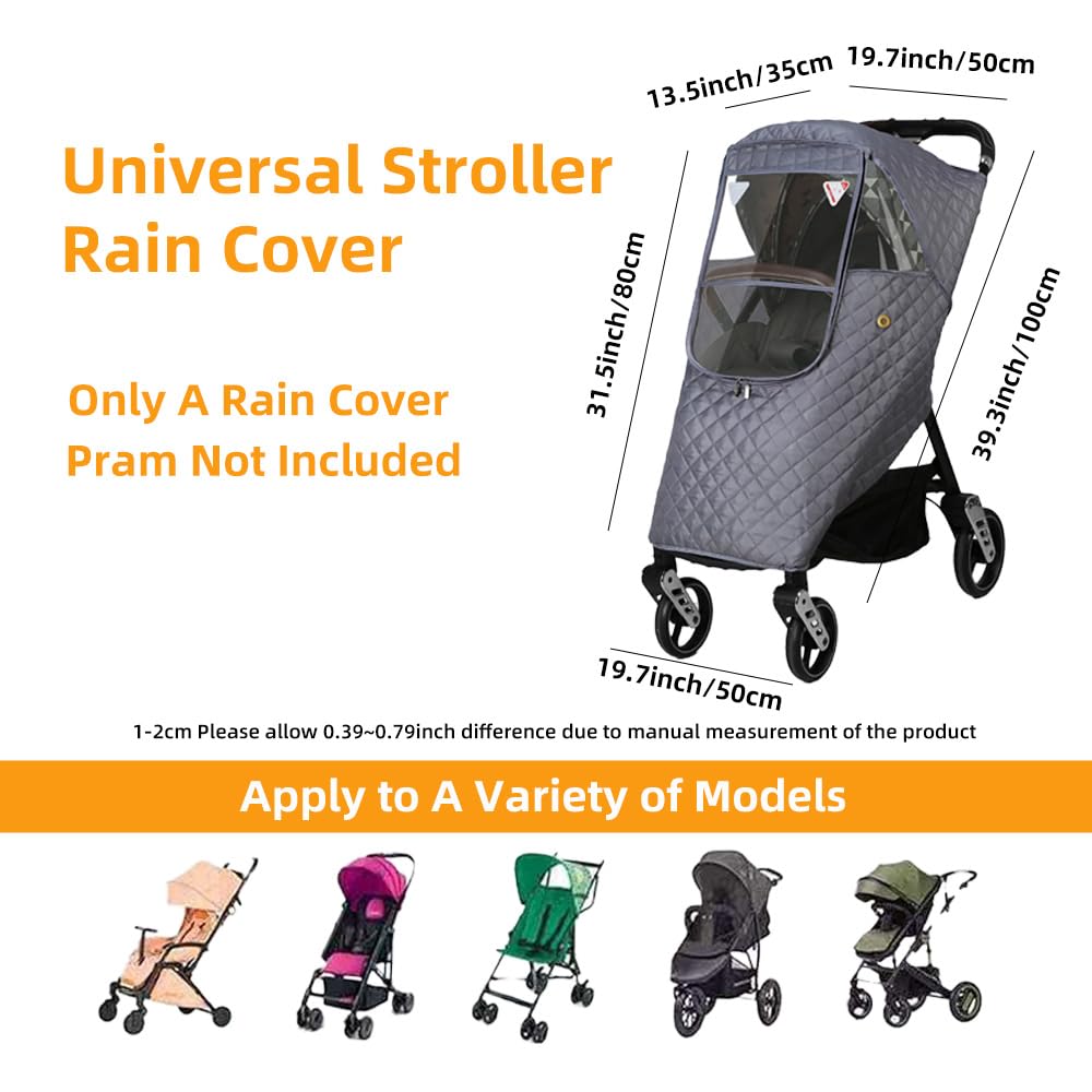 Rain Cover for Stroller, Universal Stroller Rain Cover Winter, Baby Travel Weather Shield Windproof and Waterproof Protect from Dust and Snow (Blue)
