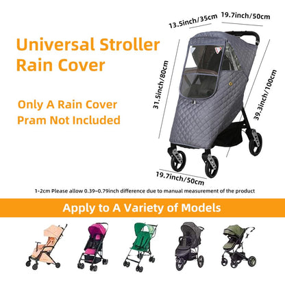 Rain Cover for Stroller, Universal Stroller Rain Cover Winter, Baby Travel Weather Shield Windproof and Waterproof Protect from Dust and Snow (Blue)