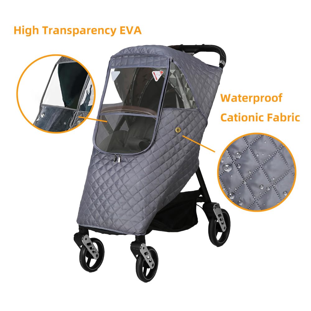 Rain Cover for Stroller, Universal Stroller Rain Cover Winter, Baby Travel Weather Shield Windproof and Waterproof Protect from Dust and Snow (Blue)
