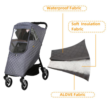Rain Cover for Stroller, Universal Stroller Rain Cover Winter, Baby Travel Weather Shield Windproof and Waterproof Protect from Dust and Snow (Blue)