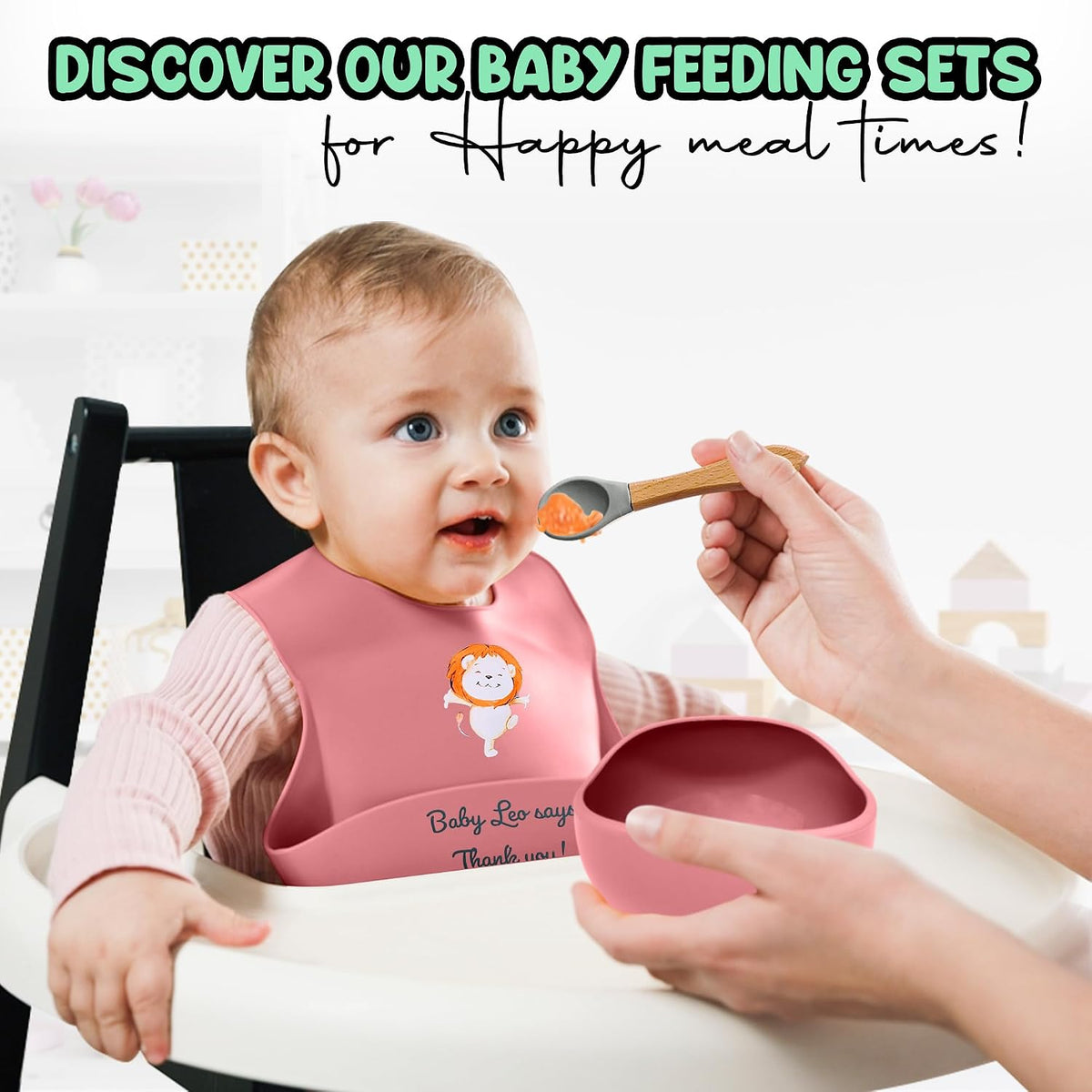 Baby Feeding Set 12 Piece Led Weaning Supplies Suction Bowl and Plate, Divided Plate, Spoon, Fork, Cup, Adjustable Bib Baby Self Feeding Utensils - Baby Feeding Supplies (Grey)