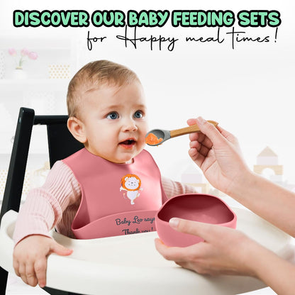 Baby Feeding Set 12 Piece Led Weaning Supplies Suction Bowl and Plate, Divided Plate, Spoon, Fork, Cup, Adjustable Bib Baby Self Feeding Utensils - Baby Feeding Supplies (Grey)