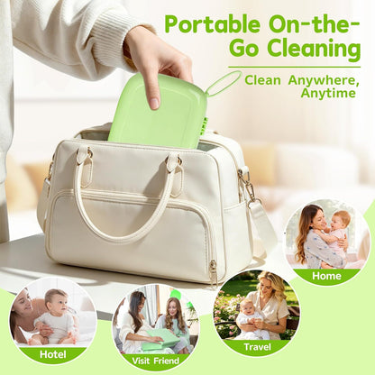 Electric Bottle Brush Cleaner,Portable Electric Baby Bottle Brush Cleaner with Storage Box,Long Battery Life,IPX7 Waterproof,Rechargeable Baby Bottle Cleaning kit for Home & On-The-Go(Mint Green)