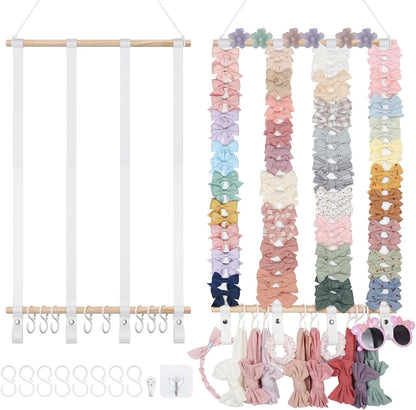 Bow Holder for Girls Hair Bows 52x17 inch, Beige Bow Clip Organizer