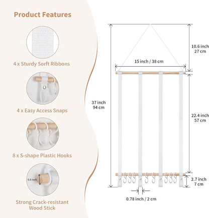 Bow Holder for Girls Hair Bows 52x17 inch, Beige Bow Clip Organizer