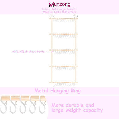 Bow Holder for Girls Hair Bows 52x17 inch, Beige Bow Clip Organizer