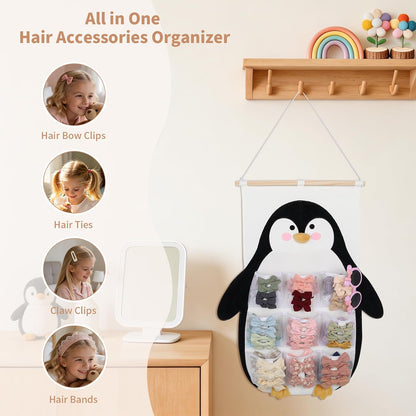 Bow Holder for Girls Hair Bows 52x17 inch, Beige Bow Clip Organizer