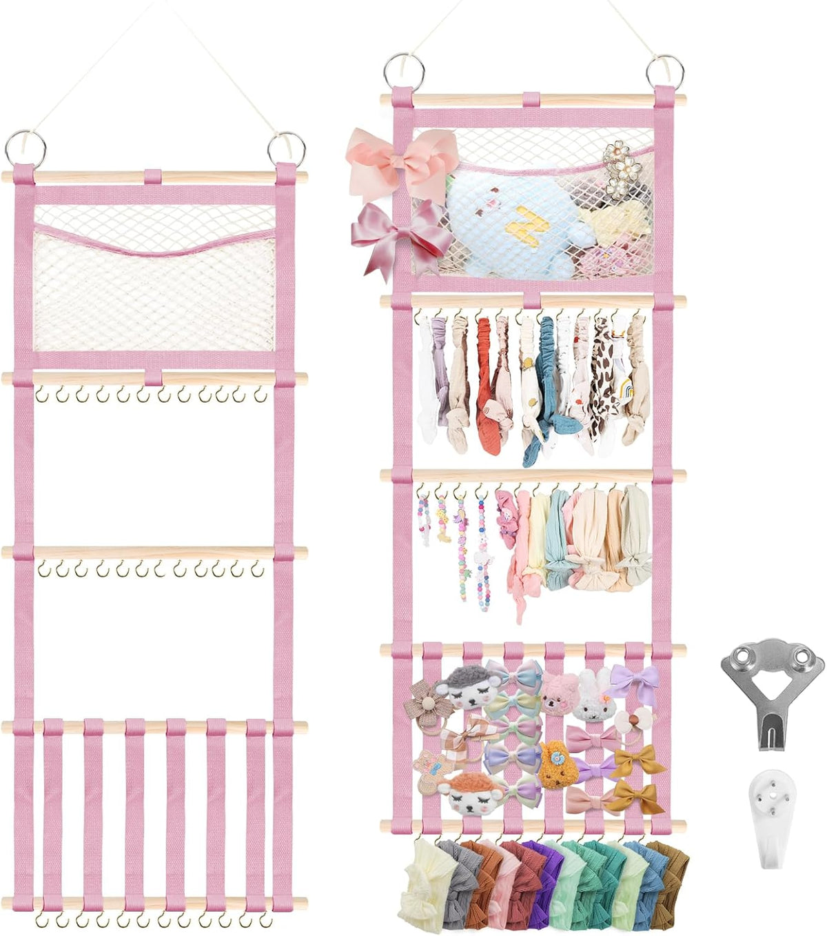 Bow Holder for Girls Hair Bows 52x17 inch, Beige Bow Clip Organizer