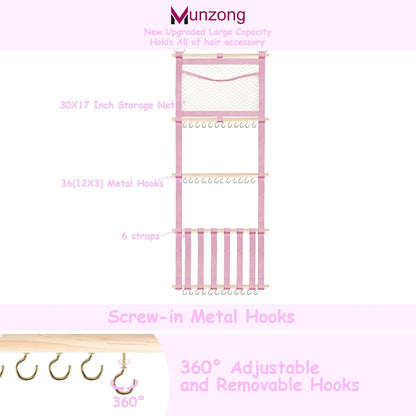Bow Holder for Girls Hair Bows 52x17 inch, Beige Bow Clip Organizer