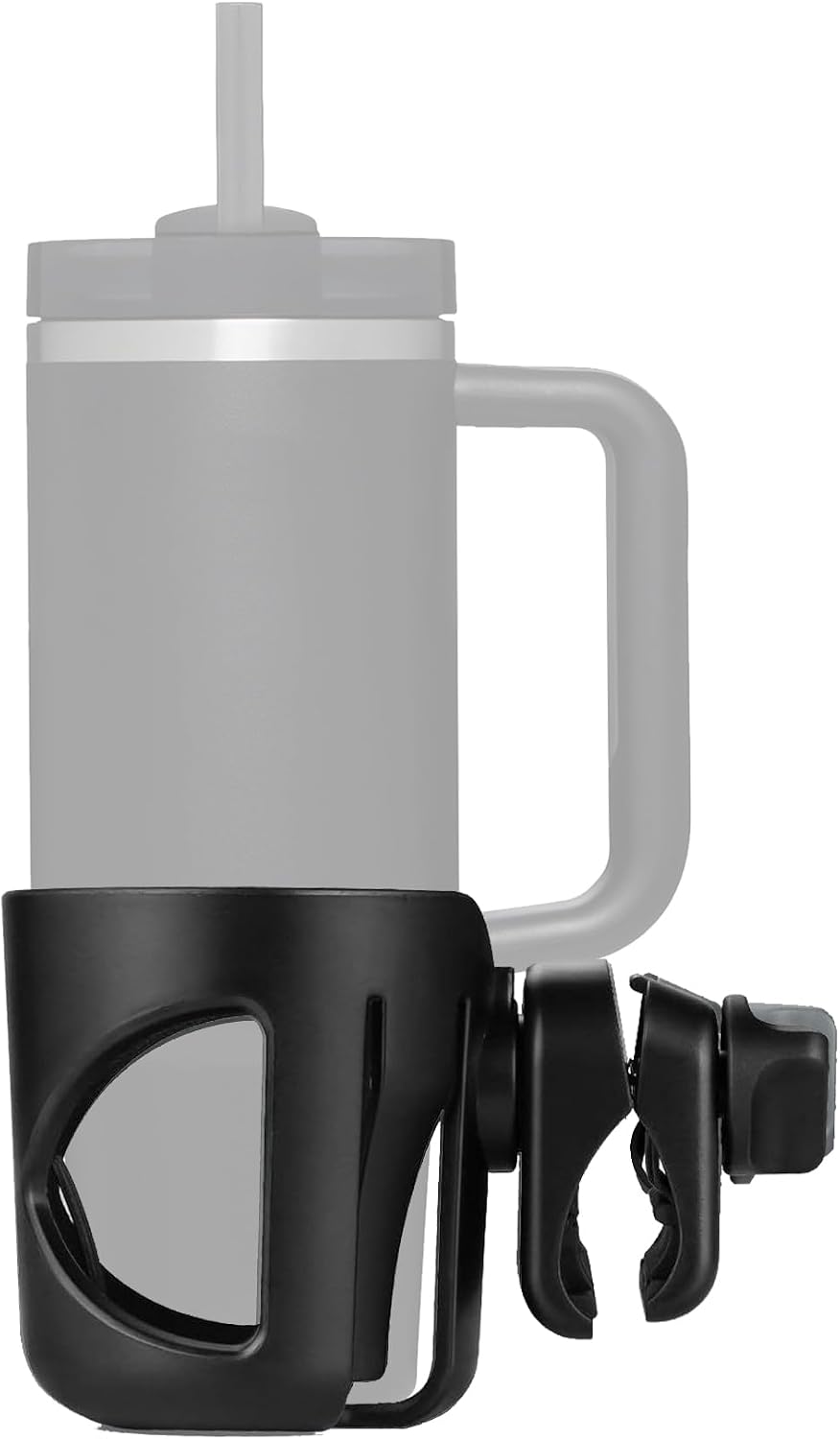 New Stroller Cup Holder for Stanley Quencher H2.0 (30 & 40 Oz. Models), Also Compatible with Stanley IceFlow (20 & 30 Oz. Models) - Black