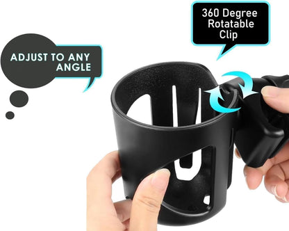 New Stroller Cup Holder for Stanley Quencher H2.0 (30 & 40 Oz. Models), Also Compatible with Stanley IceFlow (20 & 30 Oz. Models) - Black