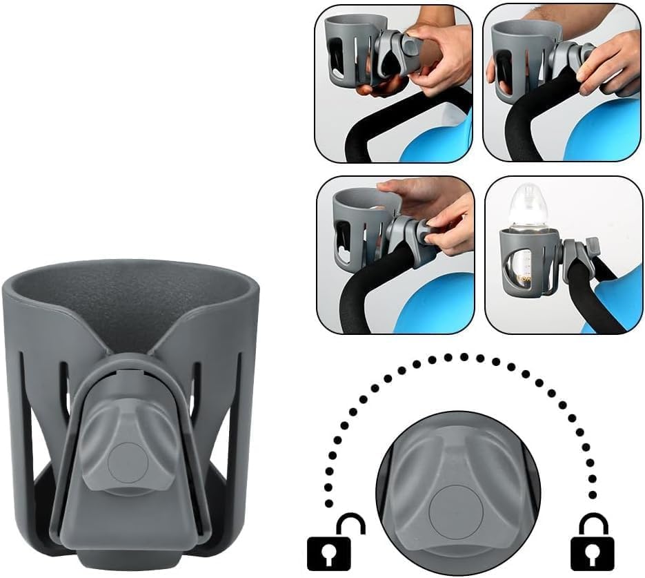New Stroller Cup Holder for Stanley Quencher H2.0 (30 & 40 Oz. Models), Also Compatible with Stanley IceFlow (20 & 30 Oz. Models) - Black